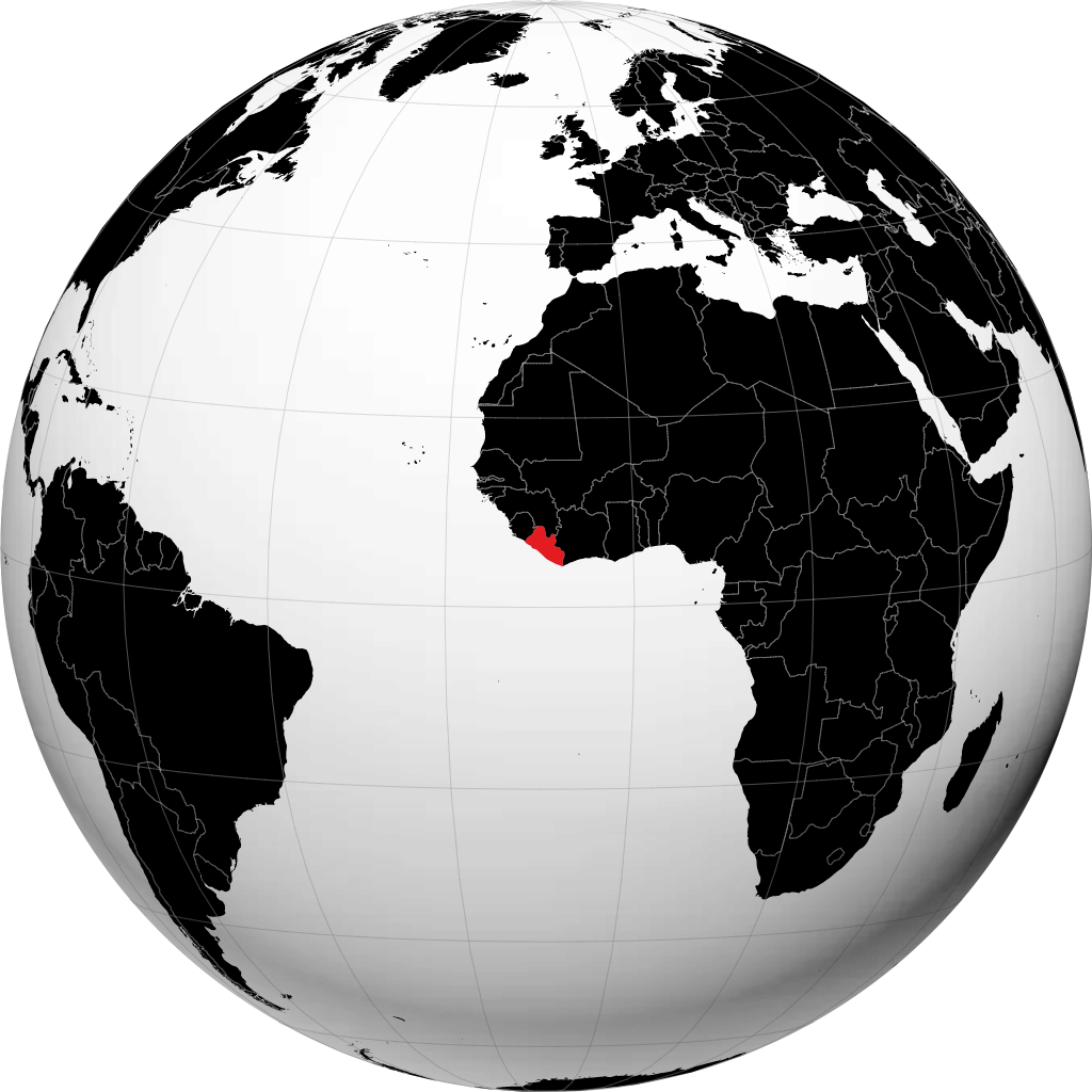 لیبریا روی کره زمین